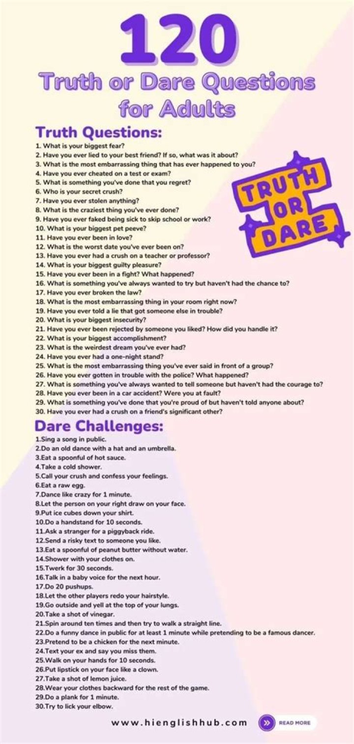 202 Truth or Dare Questions Adults Edition, Printable Games