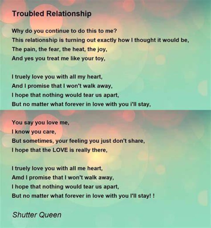 8 Most Troubled Relationship Poems for Him / Her Part 3