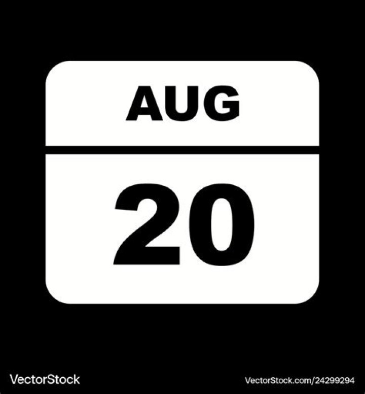 August 20th Date on a Single Day Calendar 498789 Vector Art at Vecteezy