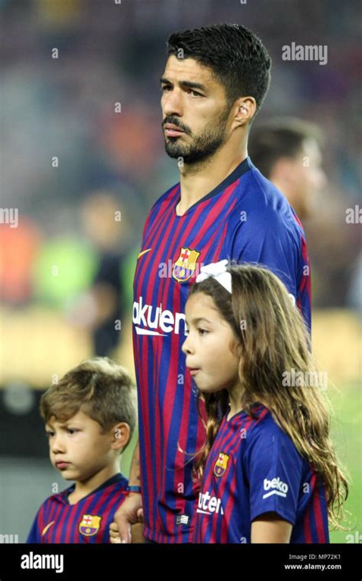 Barcelona, 20th May Luis Suarez of FC Barcelona with his family during
