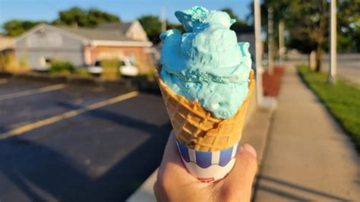 Blue Moon Sky blue ice cream with a blue flavor to match Blue moon