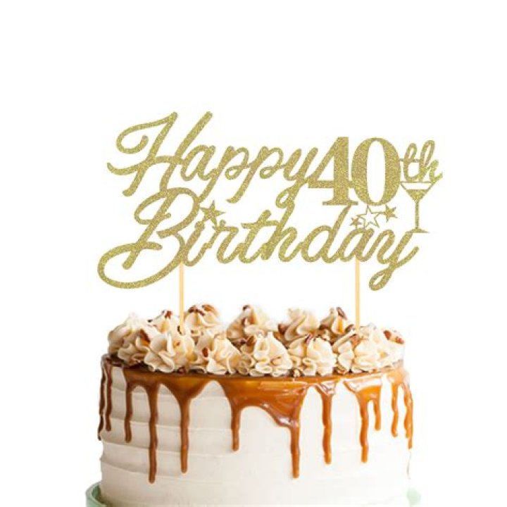 Buy Gold Glitter Happy 40th Birthday Cake Topper, 40th Birthday Cake