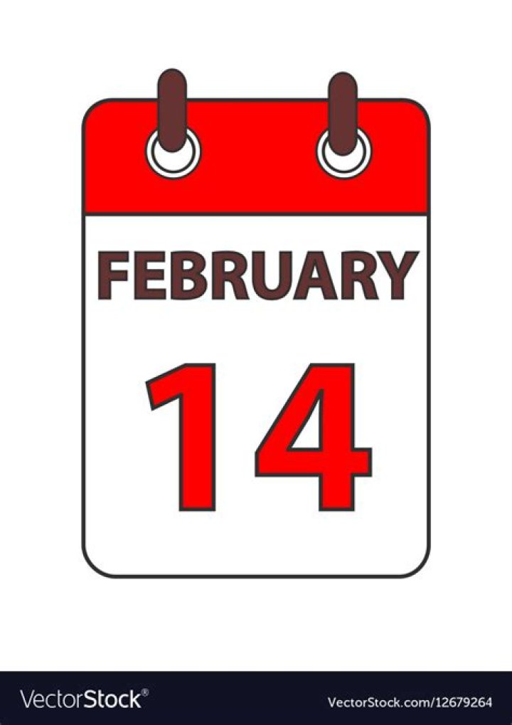 Calendar 14 february Royalty Free Vector Image