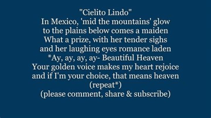 CIELITO LINDO Beautiful Heaven Lyrics Words text trending Mexican