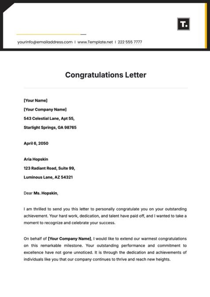 Congratulations Letter Archives Page 2 of 3 Free Letters