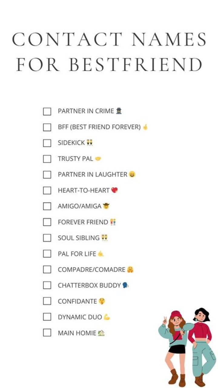 Creative And Fun Best Friend Contact Names