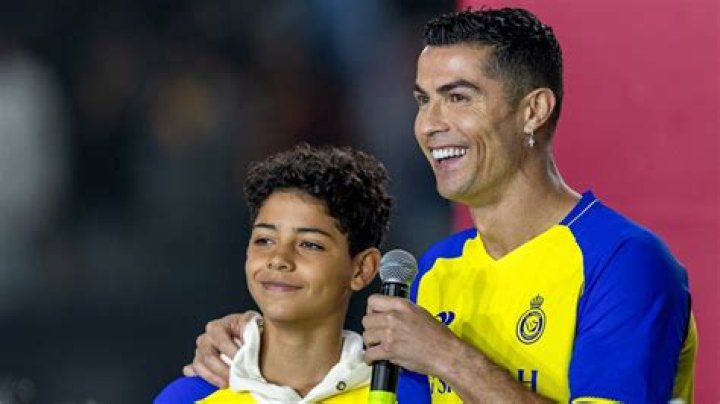 Cristiano Ronaldo and his son Ronaldo Jnr pose shirtless showing off