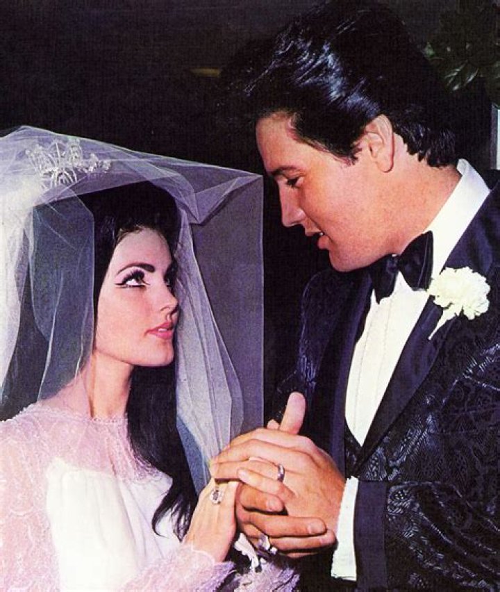 Elvis and Priscilla Presley on their wedding day