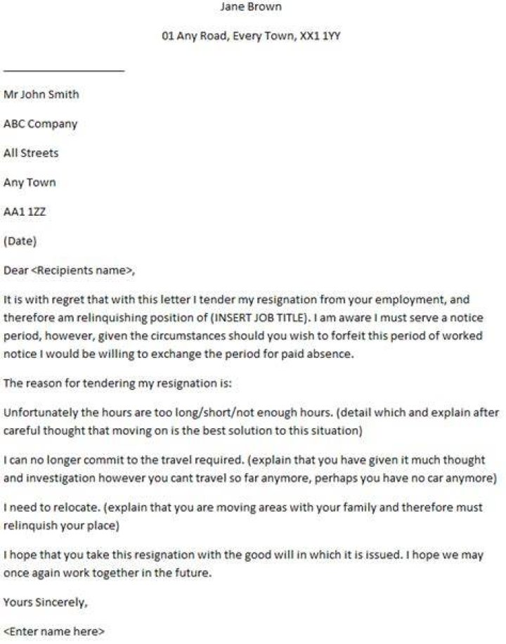 Formal Resignation Letter With Reason Templates at