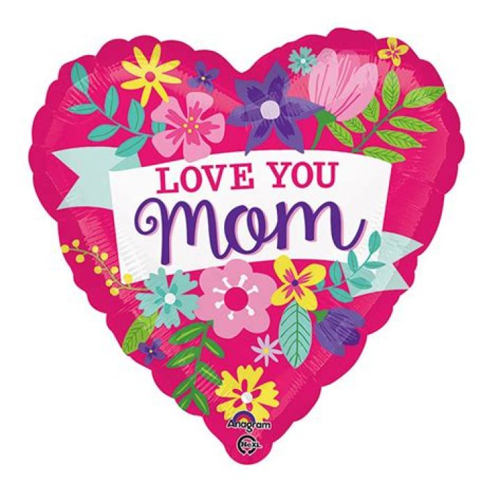 Helium Love You Mom Cute Floral Balloon