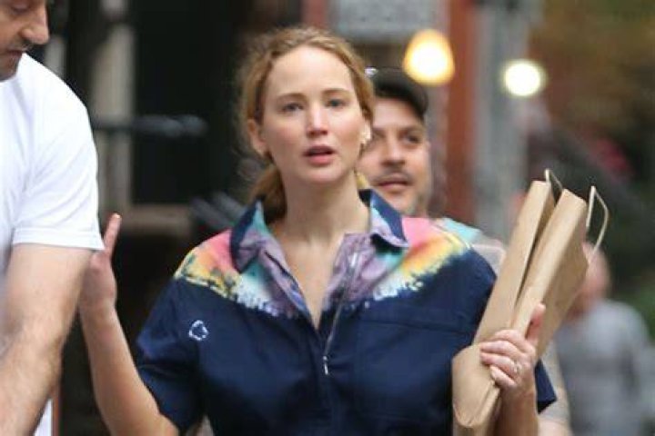 Jennifer Lawrence Masters Chic Mom Style in Mary Jane Flats & TieDye