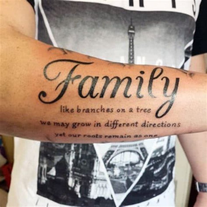 Jet Black Ink Family Tattoo Saying Male Forearms Family tattoos