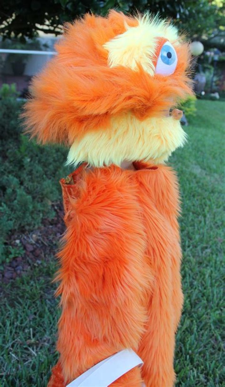 laci jean Lorax costume with Trufulla Tree candy bag!