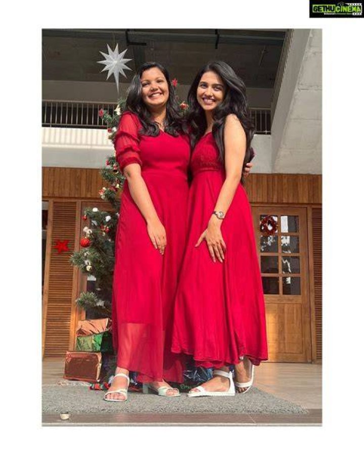 Mamitha Baiju Instagram Happy holidays to us !!🎄🍷 till we meet again