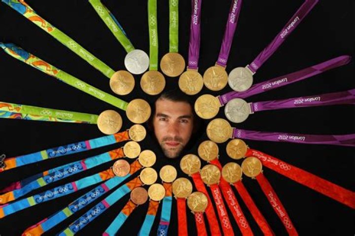 Michael Phelps Poses With All His Gold Medals