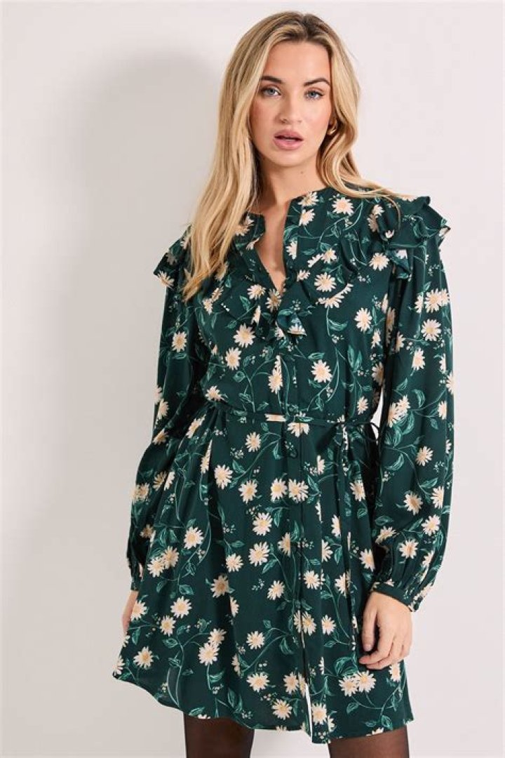 Missguided Black Daisy Frill Jersey Tea Dress Women dress online