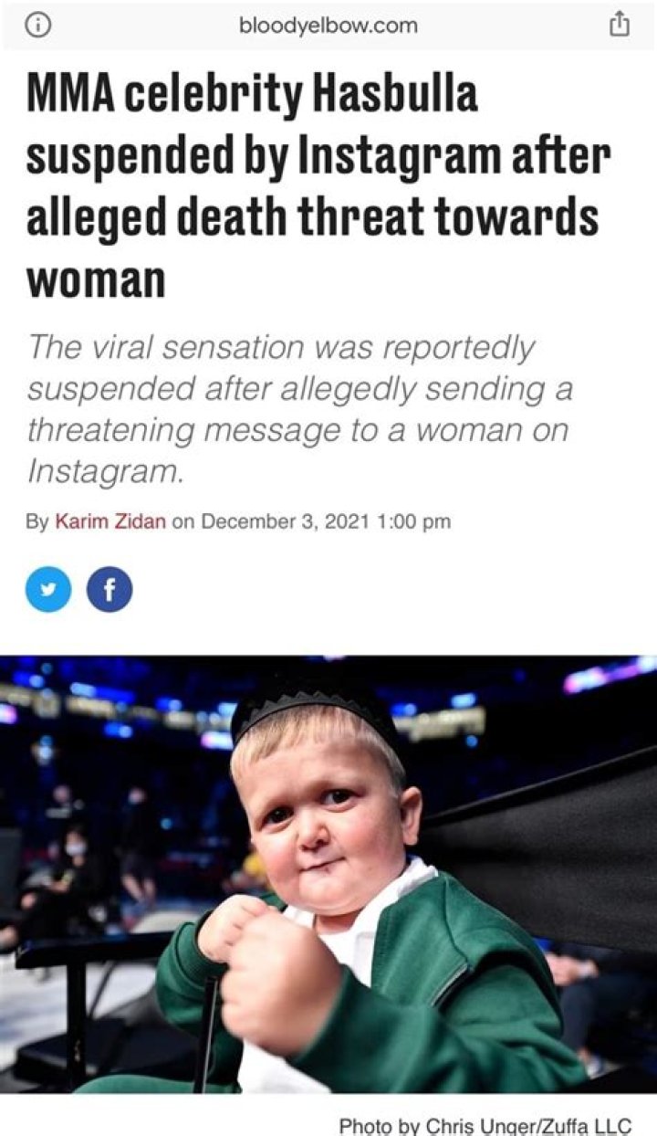 MMA celebrity Hasbulla suspended by Instagram after alleged death