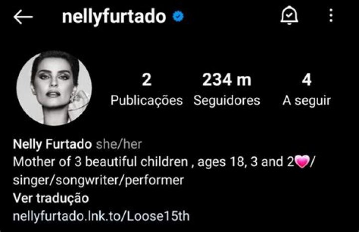 Nelly Furtado revela que teve dois filhos em "segredo" durante a pausa