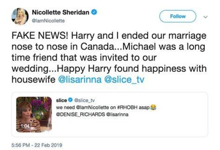 Nicollette Sheridan Denies Cheating on ExHusband Harry Hamlin