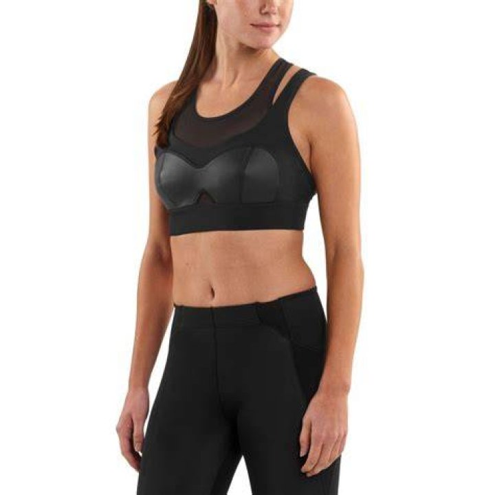 Skins Womens A400 Empire Crop Sports Bra Black Womens Clothing