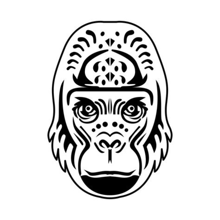 Stylized Gorilla Head Chinese Zodiac Sign Stock Vector Illustration