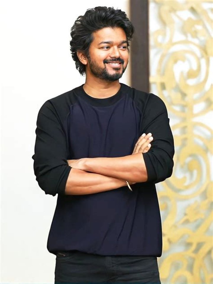 Thalapathy Vijay Handsome Look in Black TShirt Vijay Images HD