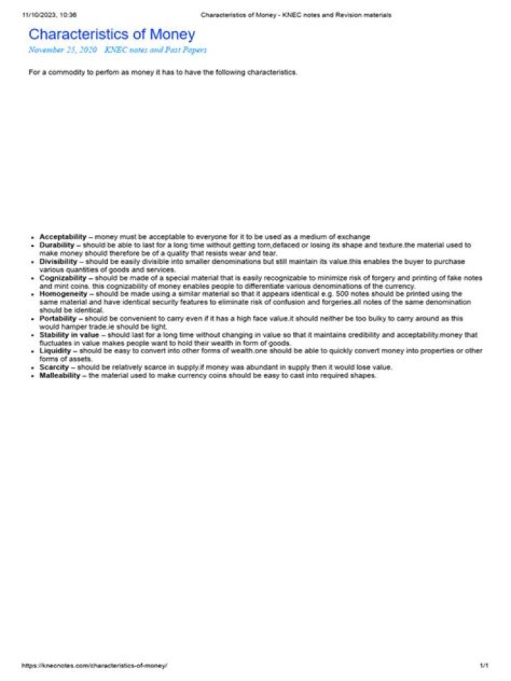 Understanding The Essential Characteristics Of Money