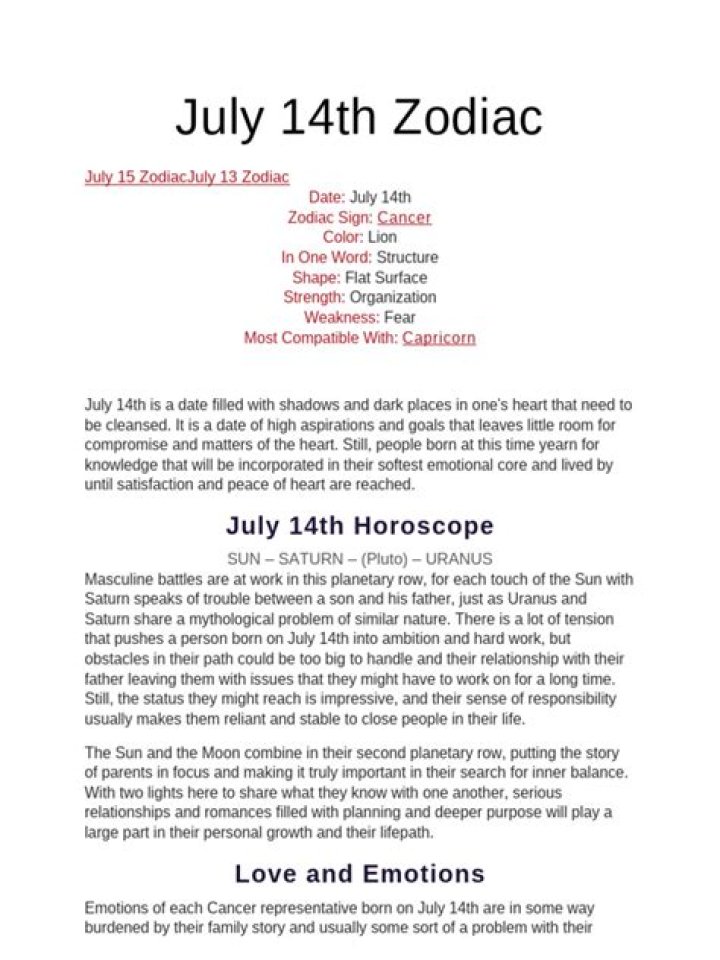 Unveiling The Mysteries Of The 14th July Zodiac Sign
