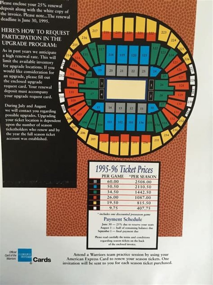 Warriors Season Ticket Prices from the 199596 Season r/warriors