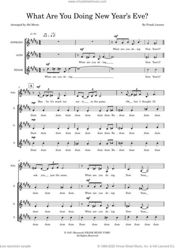 What Are You Doing New Year's Eve? by Frank Loesser Sheet Music for