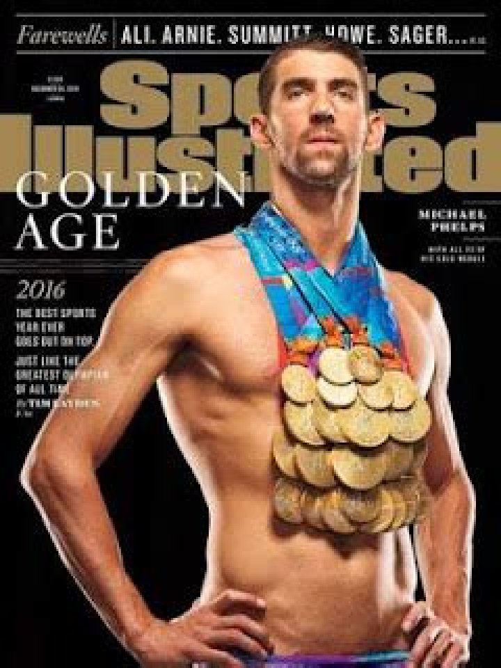 WRLTHD Michael Phelps Wears All 23 Gold Medals on Sports Illustrated Cover